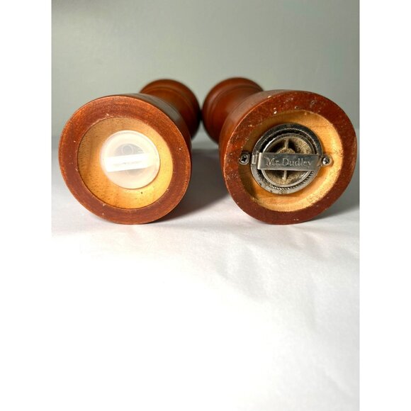 Vintage Mr. Dudley Wooden Salt Shaker And Pepper Grinder 7” Set - Picture 6 of 6